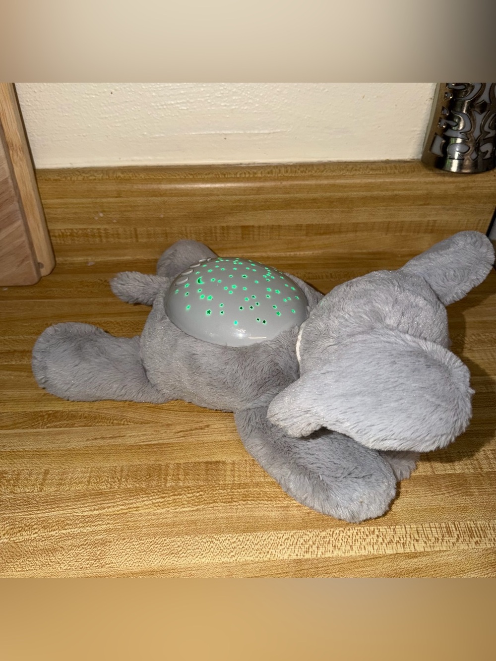 Cloud B twilight buddy Gray Plush Night Light Elephant with Star Projector